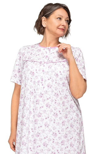 203 Bogna I Camisón de mujer Martel 28 rosa claro - algodón, manga corta, desabrochado