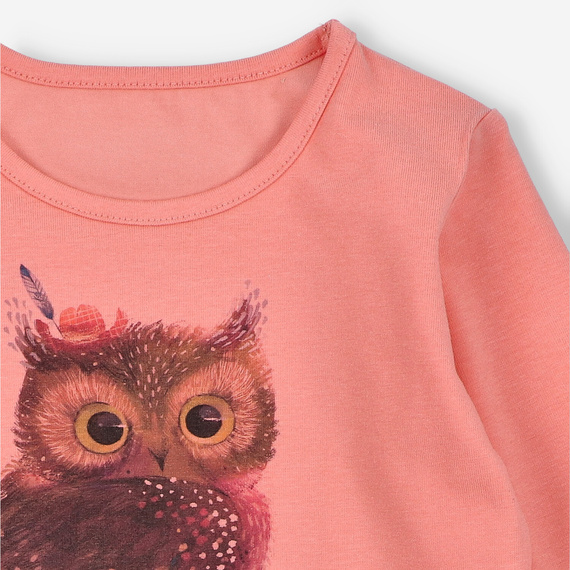 KAR-3001 Blusa de manga larga para niña Lagarto Verde salmón - elegante, algodón, producción polaca