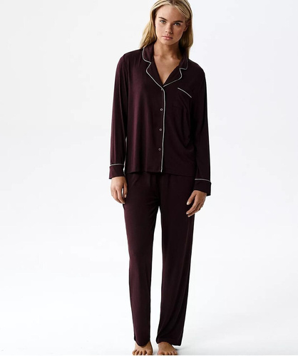 Pijama mujer Atlantic NLP-495 de modal con cuello y pantalón largo