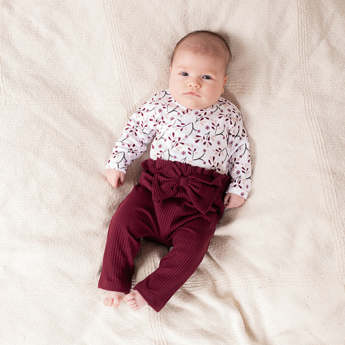 217016 Alisa Pantalones de algodón Nicol de canalé con lazo