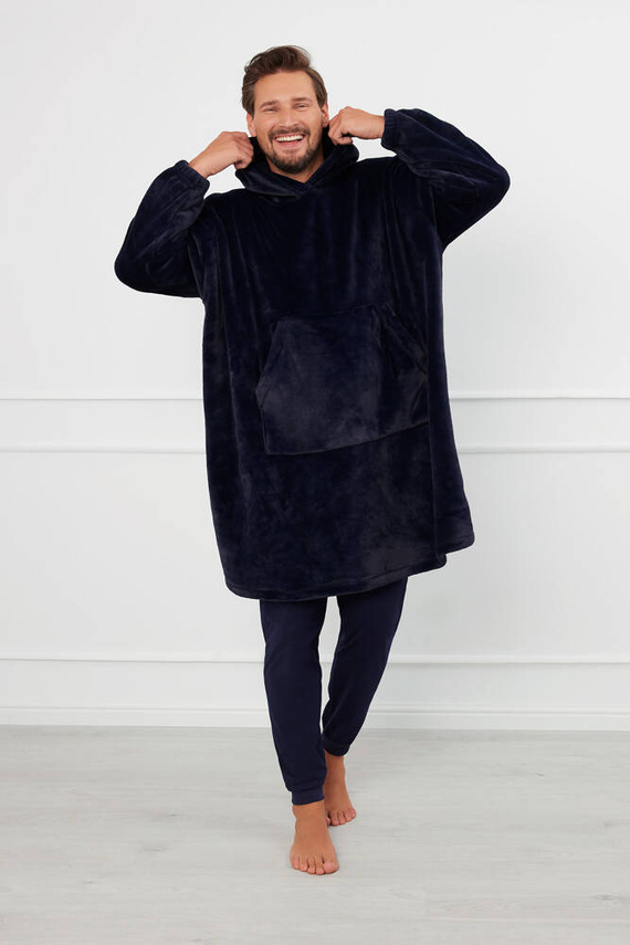 Forio Blusa manta con capucha unisex Moda Italiana - azul marino