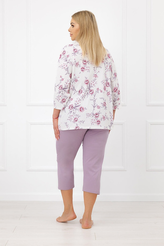 Italian Fashion Mariella Pijama de mujer 100% algodón 3/4 flores