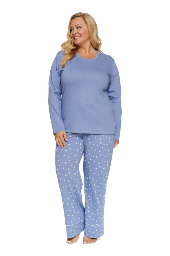 Pijama de mujer Doctor Nap 7555 100% algodón azul pantalones largos con estrellas
