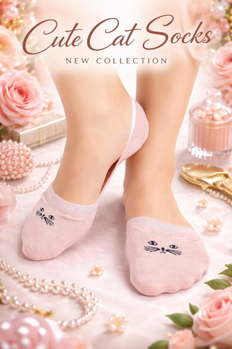 Bailarinas ST115 calcetines mujer algodón gato 3D antideslizantes