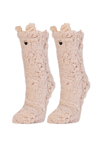 Moraj calcetines de las mujeres CDC1600-001 blanco rosa- puffy, smiley y ABS antideslizante