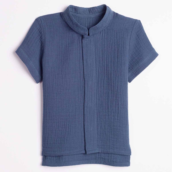 Camisa para niño Nicol 224353 muselina 100% algodón manga corta - azul marino
