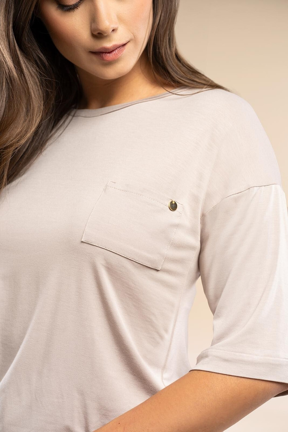 Pijama de mujer MK34 Only You beige Belle Reverie - viscosa, manga corta, ligero y sensual