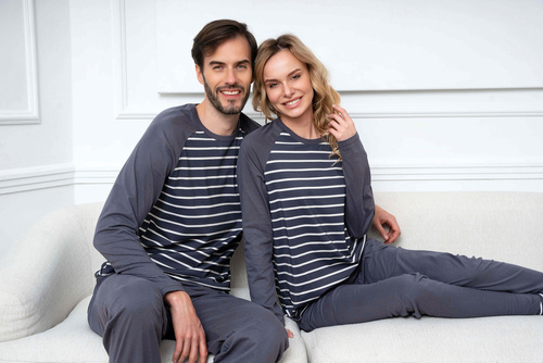 Lars Pijama de manga larga para hombre, pantalón largo Italian Fashion - estampado grafito/grafito