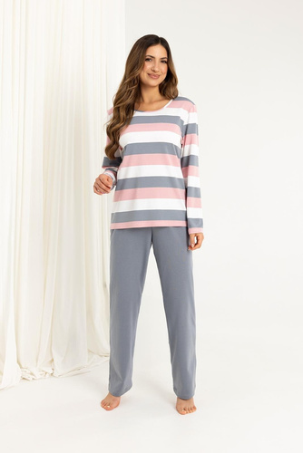 Pijama de mujer 726 Regina gris - algodón, manga larga, comodidad y estilo femenino para las noches frescas