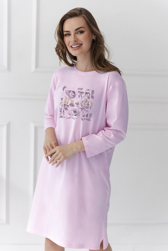 Camisón de mujer Taro Selia 3636 100% algodón manga larga flores-lila