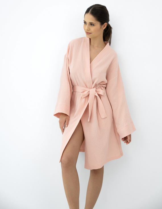 Sabrina Sensis bata de algodón para mujer de muselina color albaricoque