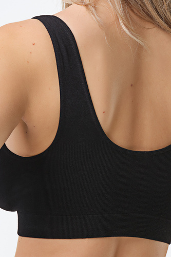 SOFT Spiman Nero Sujetador Bralette de Bambú Suave y Transpirable