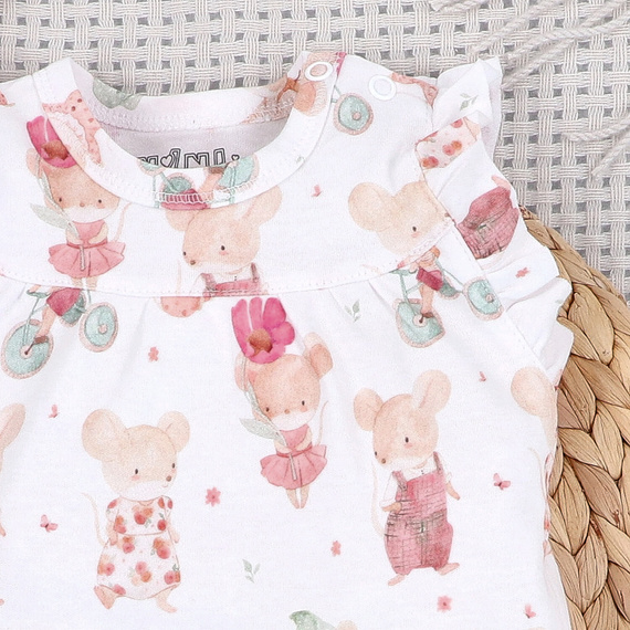 ABN-5537 Pelele Nini Happy Animals de algodón orgánico - botones de presión sin níquel, hipoalergénico, producción polaca