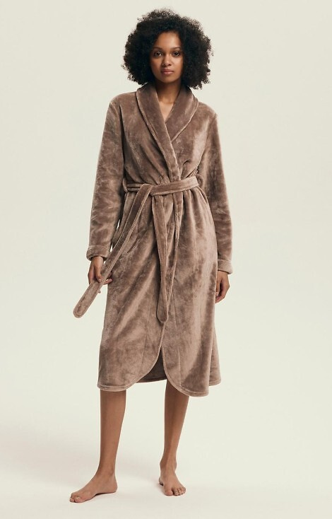 43595 Dextra Bata de mujer Henderson café- suave, atada, por encima de la rodilla