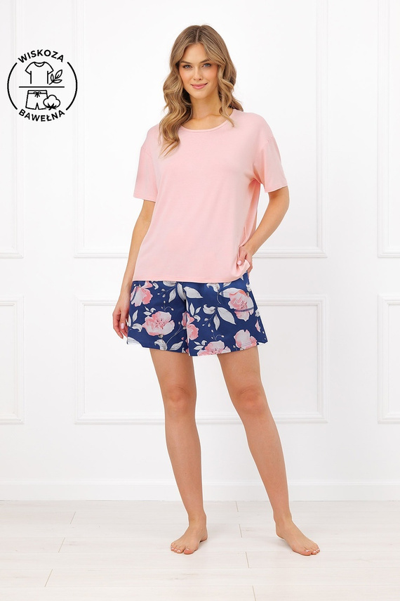 Pijama de mujer Italian Fashion Ardizja viscosa algodón flores pantalones cortos