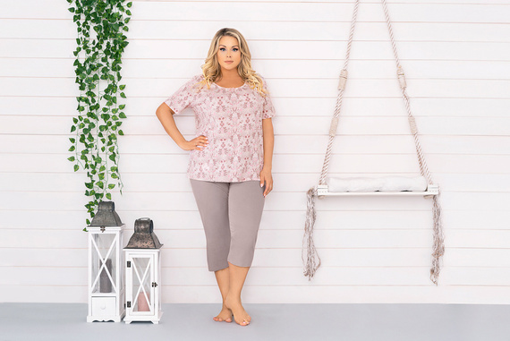 Kalmia Pijama de mujer manga corta, pantalón 3/4 italiano Fashion-print