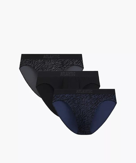 Slips para hombre Atlantic 3MP-221 A3 3 unidades – algodón grafito/negro/índigo