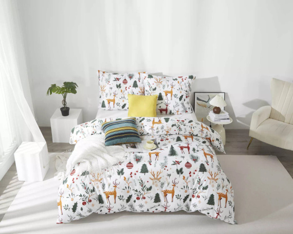 Bosque de Navidad Ropa de cama de Navidad de microsatina blanca I25 Spod Igły i Nitki - suave, lisa y duradera