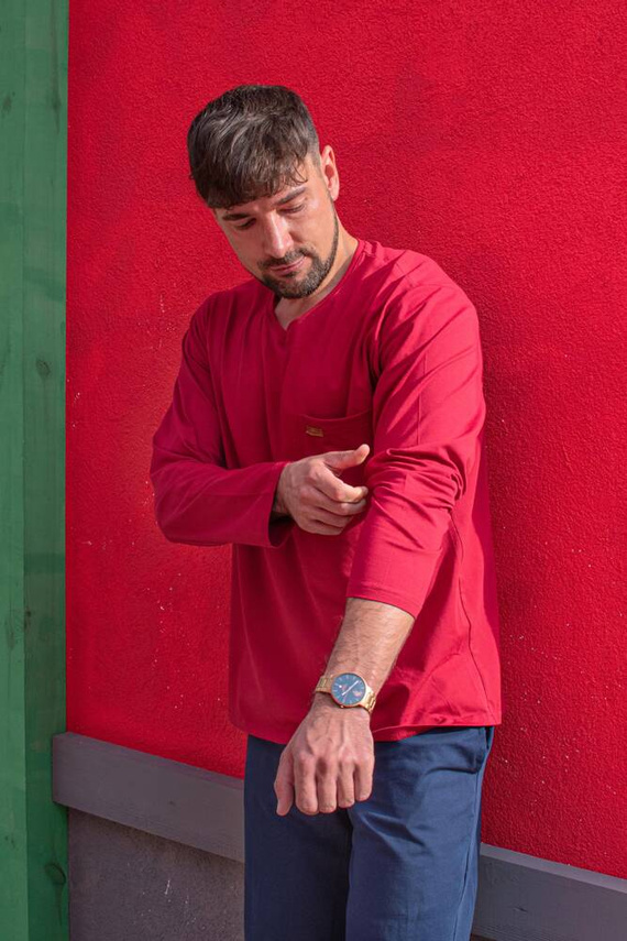 683 Kevin Forex Pijama de hombre - granate - azul marino