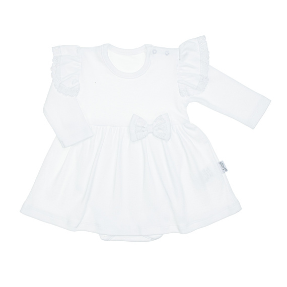 169392 Vestido-body manga larga Nicol - blanco, algodón, con encaje