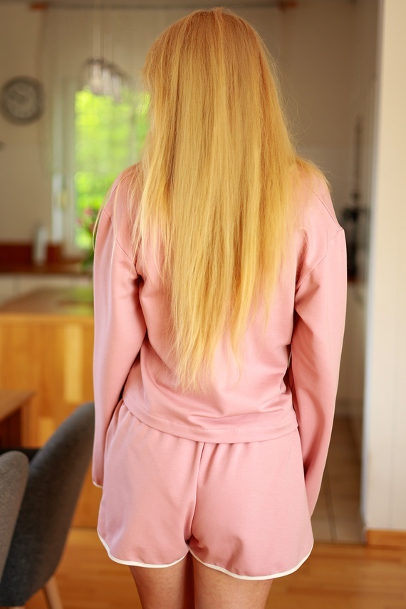 Alex Mirale - Conjunto de chándal tres piezas mujer | Blusa + pantalón + short | Fabricación polaca - rosa