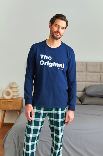 7341 Doctor Nap - Pijama de hombre "The Original" | 100% algodón, producción polaca - azul marino