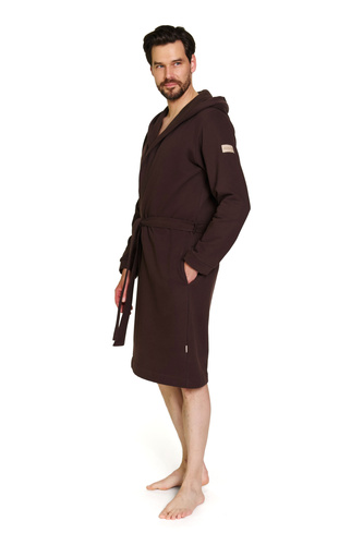 Doctor Nap 7332 - Bata de hombre de algodón con capucha | 100% algodón, pulido - brownie