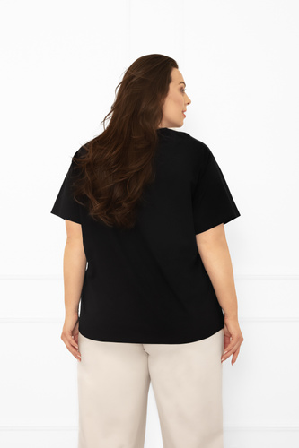 Klara - blusa de manga corta para mujer | Italian Fashion negro