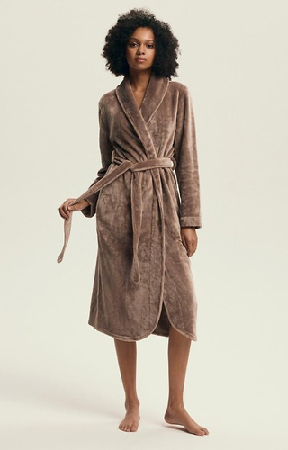 43595 Dextra Bata de mujer Henderson café- suave, atada, por encima de la rodilla