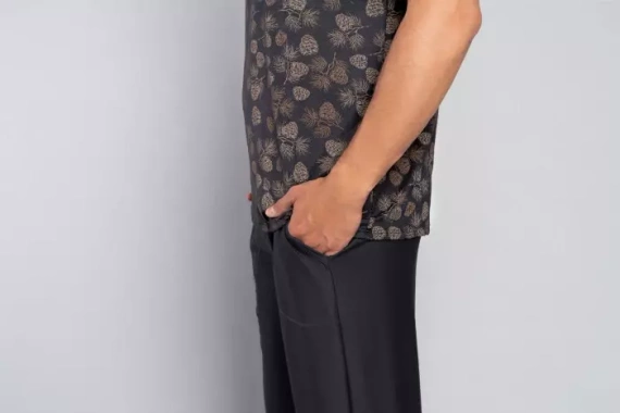 Pijama Pinus Pijama de hombre manga corta, pantalón largo Moda Italiana- estampado/grafito