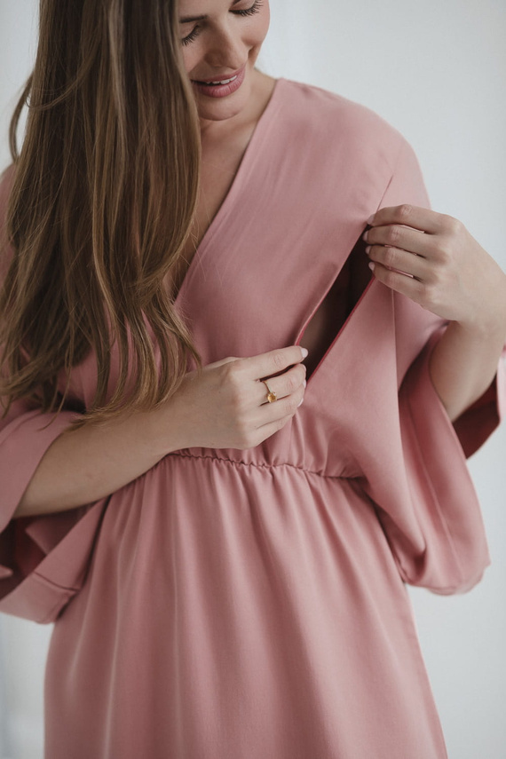 Mama Zen Milk&Love rosa de hierbas - vestido de embarazo y lactancia en Tencel