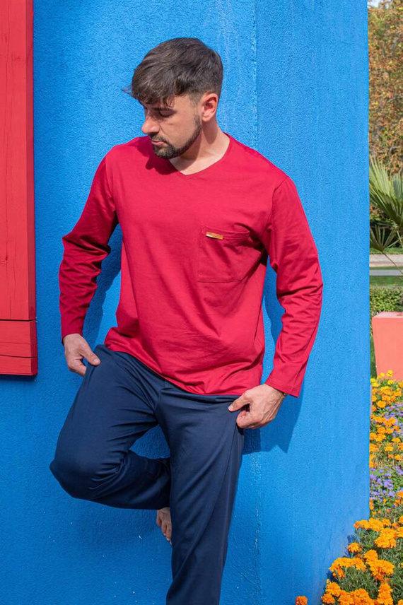 683 Kevin Forex Pijama de hombre - granate - azul marino