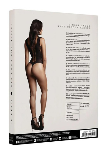 Body DES019 Le Désir negro con aberturas y escote S-L, XL-4XL