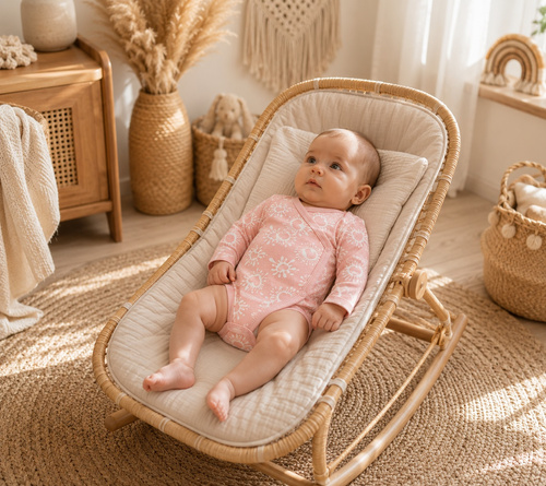 Body para bebé cruzado Mamatti BD16326 rosa con corazones de algodón
