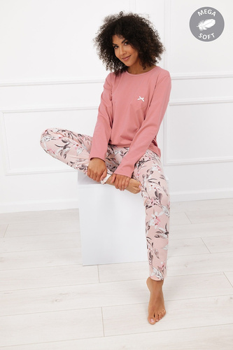 Italian Fashion Kafelia Pijama mujer Mega Soft larga flores lazo