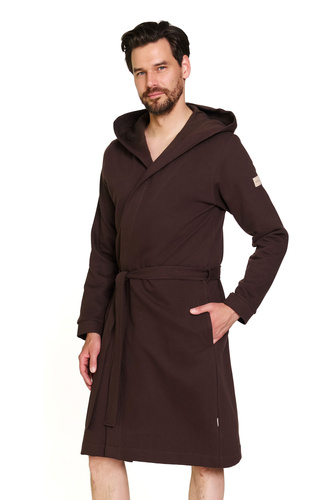 Doctor Nap 7332 - Bata de hombre de algodón con capucha | 100% algodón, pulido - brownie