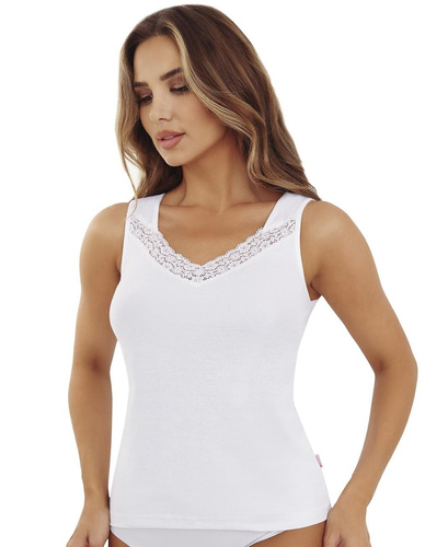 Camiseta de mujer Emili Jess blanca - algodón, con tirantes anchos y encaje