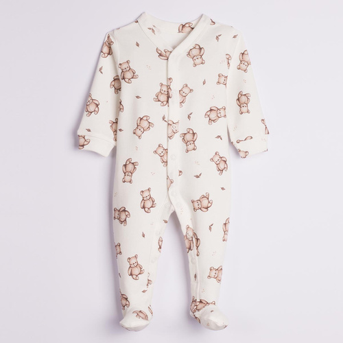 227031 Nicol BENEK Pijama enterizo para bebé 100% algodón crema con ositos