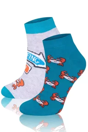 S138S Krab Socks calcetines para los pies Italian Fashion - turquesa/naranja/melange claro