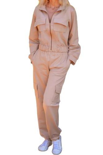 Mili Mirale chándal de mujer en algodón, cómodo conjunto con bolsillos - producción polaca - beige