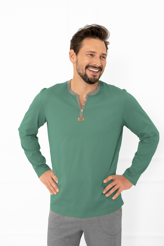 Julius Italian Fashion pijama de hombre salvia - algodón, camisa con botones