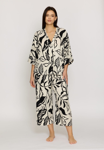 Pijama de mujer Mefemi Aurora PS63 100% viscosa con abertura y manga 3/4