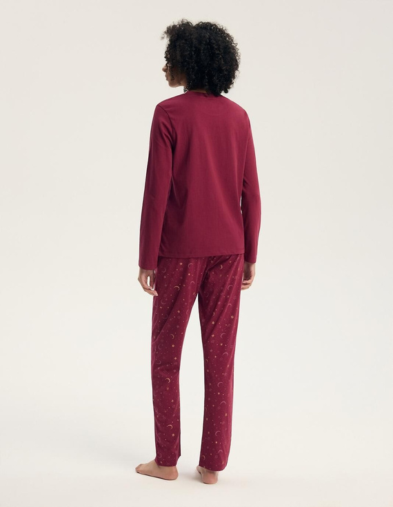 Pijama de mujer Henderson 45439 Gilly Carmine 100% algodón manga larga