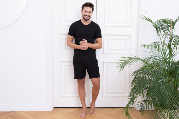 Ikar Camiseta hombre, cuello capucha Moda Italiana - negro