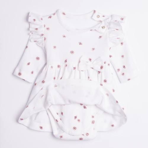 226159 Nicol Vestido-body para niña ecru manga larga con flores