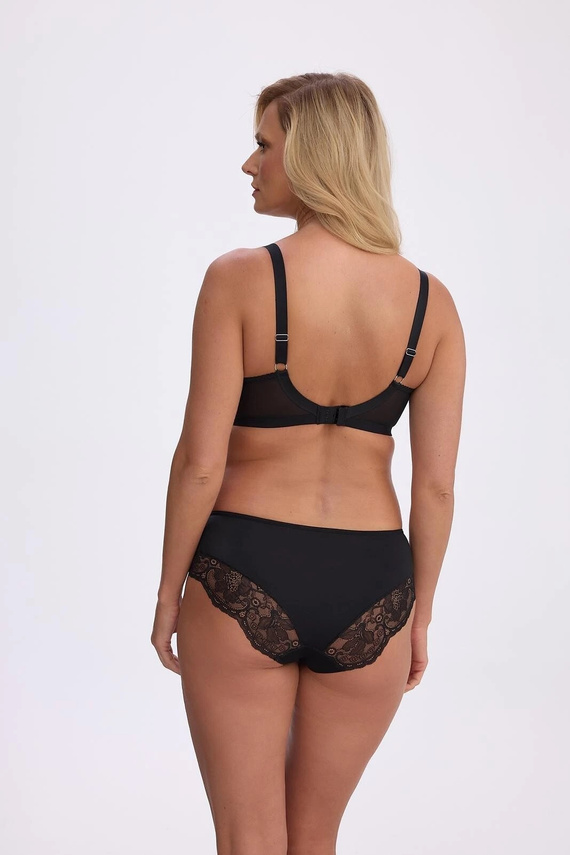 Braguitas Gaia GFB 1393 Alice brasileñas negras de encaje con tul floral
