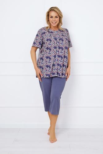 Bonaria Pijama señora manga corta, pantalón 3/4 Moda Italiana - estampado/jeans