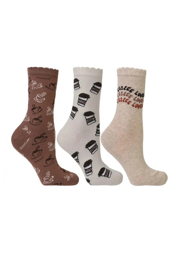 Calcetines de mujer Moraj CSL250-989 de algodón con motivo de café, sin compresión