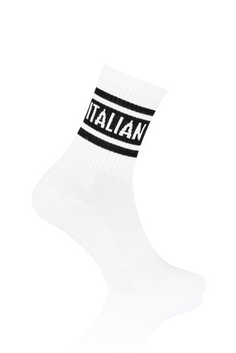 S155D Calcetines Largos Vintage Moda Italiana - blanco/negro