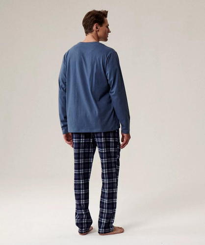 NMP-393 Azul atlántico - pantalón pijama hombre de franela de algodón